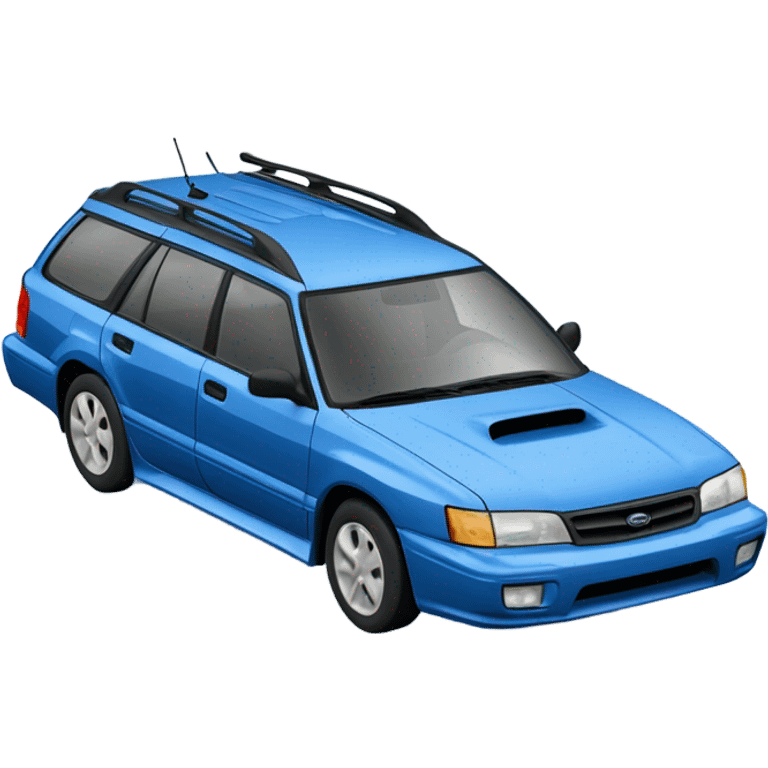 Blue 1990 Subaru legacy wagon in a snow filled ditch emoji