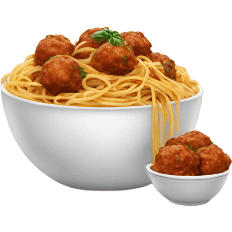 spaghetti with meatballs in a bowl emoji