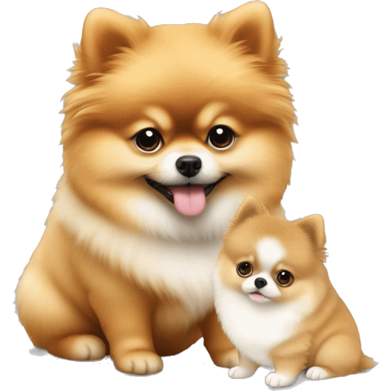 Pomeranian puppy with fat girl emoji