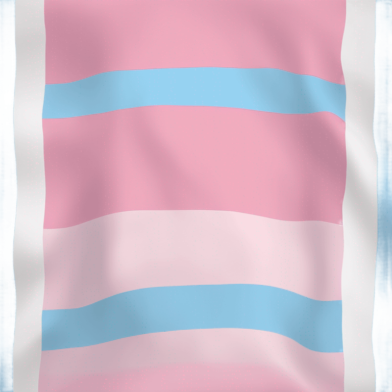 transgender pride flag with five horizontal stripes: light blue, pink, white, pink, and light blue emoji