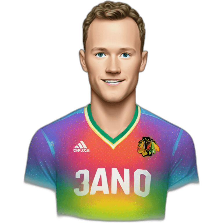 Fancy disco Jonathan Toews wearing rainbow lace shirt emoji