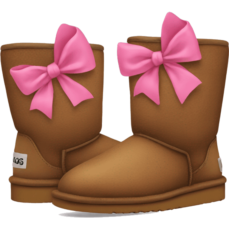 Brown Uggs with two pink bows emoji