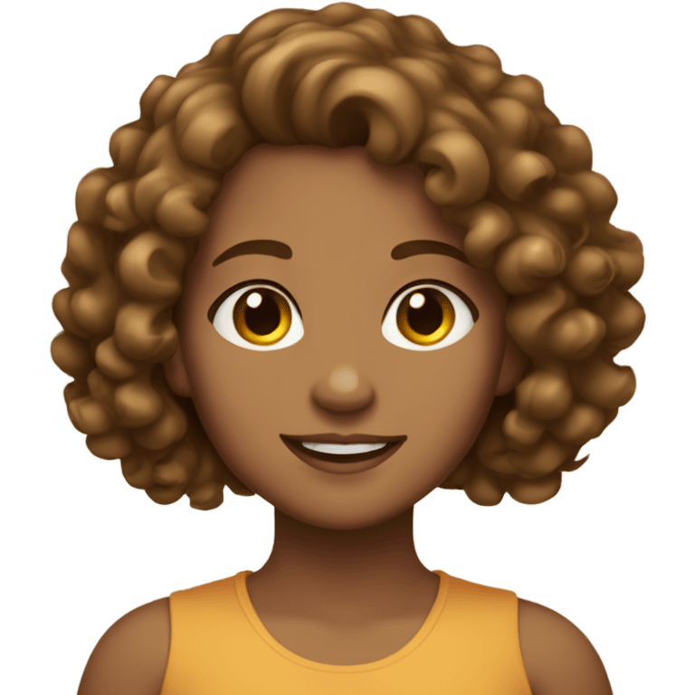 girl with brown curly hair carmel skin and has emoji