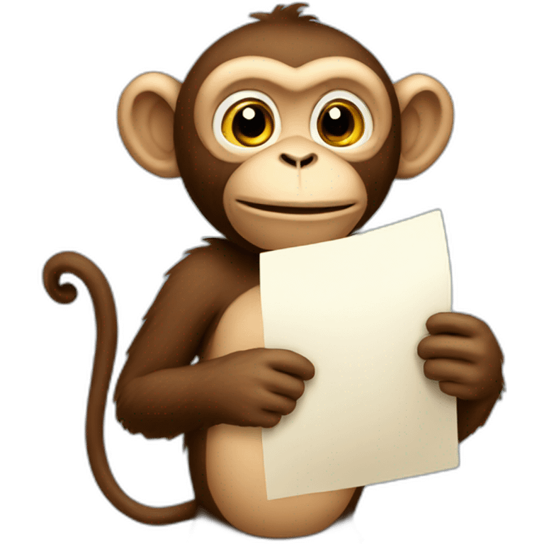 monkey holding a letter emoji