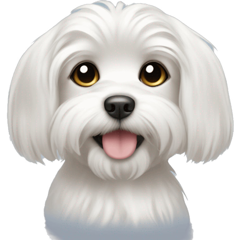 Maltese puppy with long hair on the ears and a short-cropped muzzle emoji