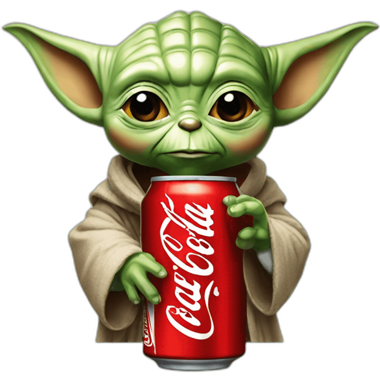 Yoda drinking a large coca cola emoji