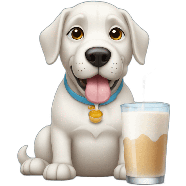 dog with glass drink milk emoji