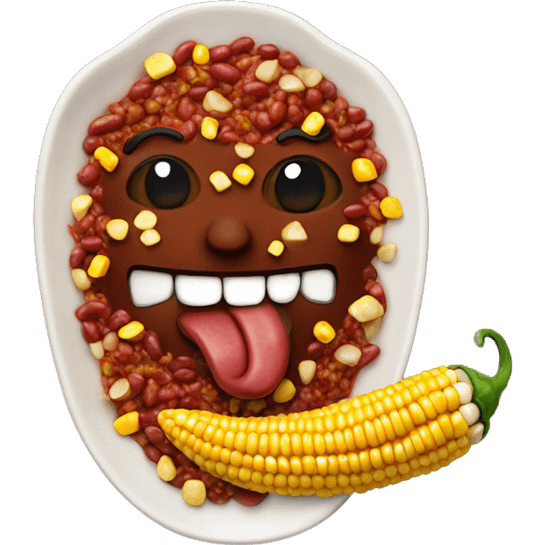 Chilli con carne with corn pieces and kidney beans emoji