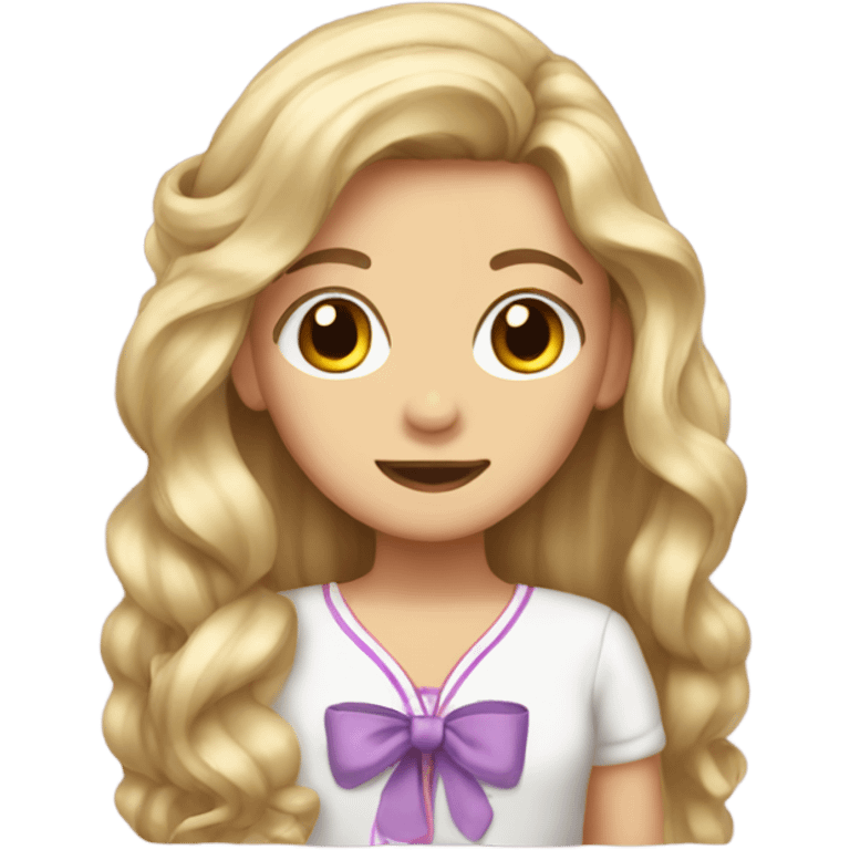 Girl with long hair and bows emoji