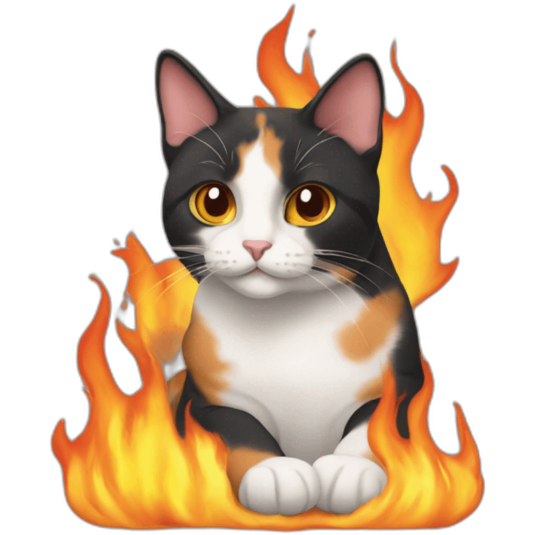 calico cat on fire emoji