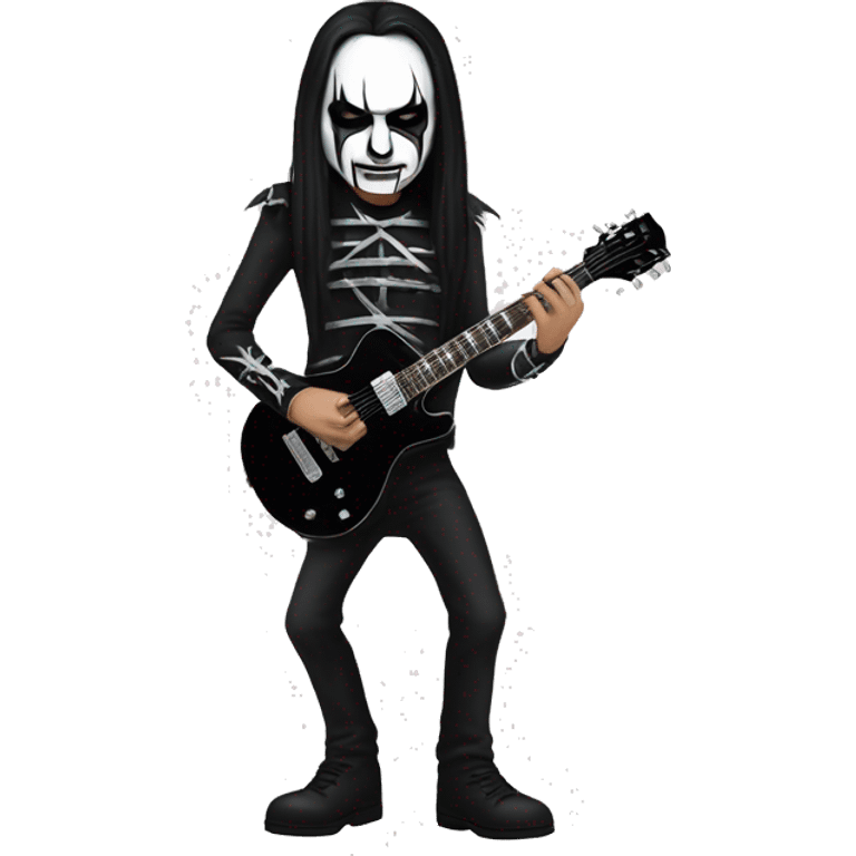 Black metal guitarist with corpse paint playing an electric guitar emoji