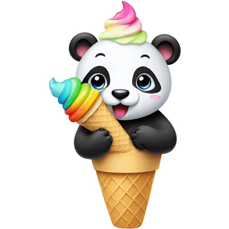 Panda eating ice cream emoji