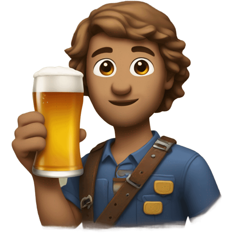 Remi holding a beer emoji