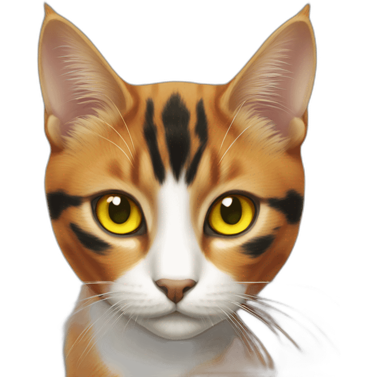 Orange black cat with yellow eyes and green pupils emoji