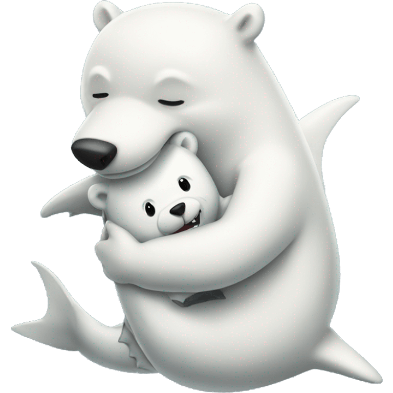 shark and polar bear hugging emoji