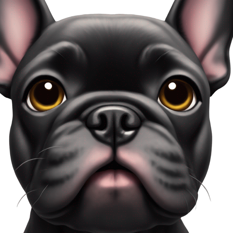 A black French bulldog with fluffy face fur  emoji