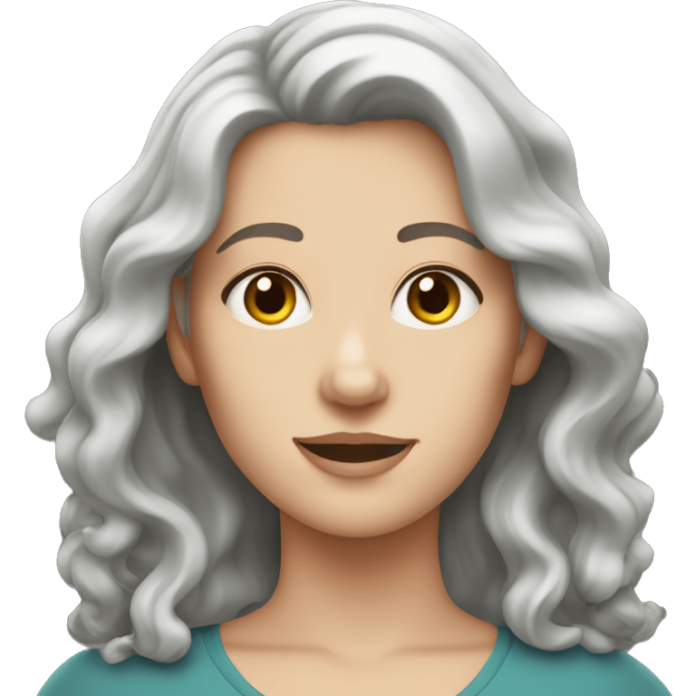 white girl with wavy grey hair emoji