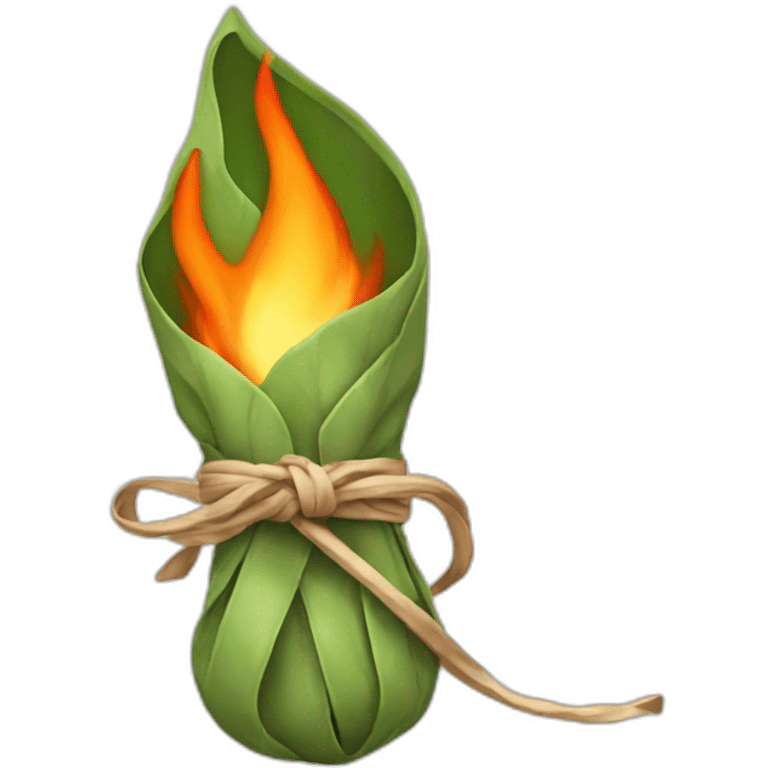 bundle of tied wrapped sage on fire emoji