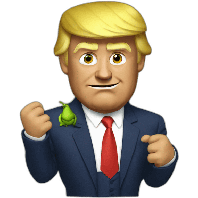 Trump qui sert la main de shreks emoji