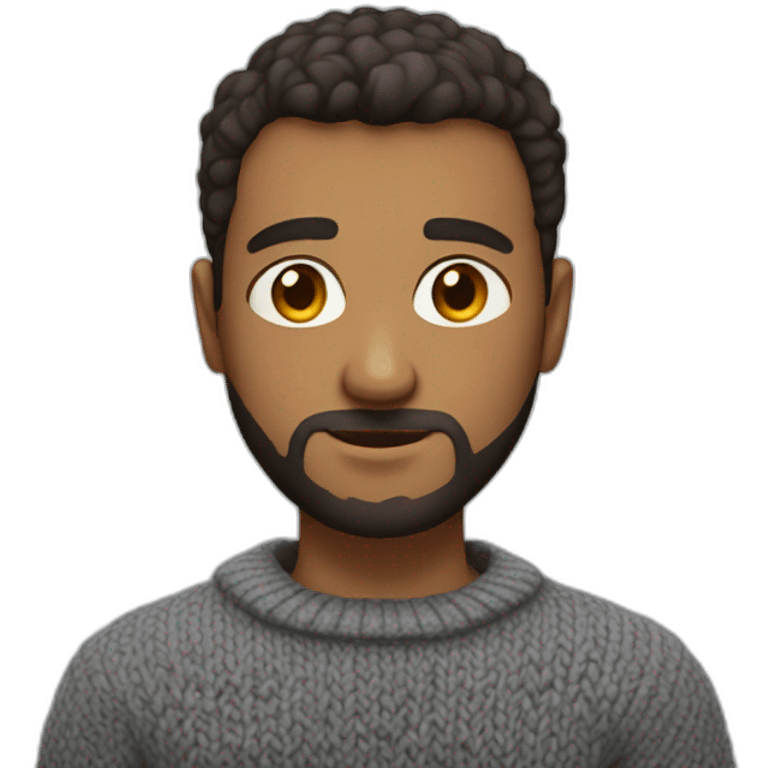 guy with a short haircut and naked eyes, short beard in a sweater emoji