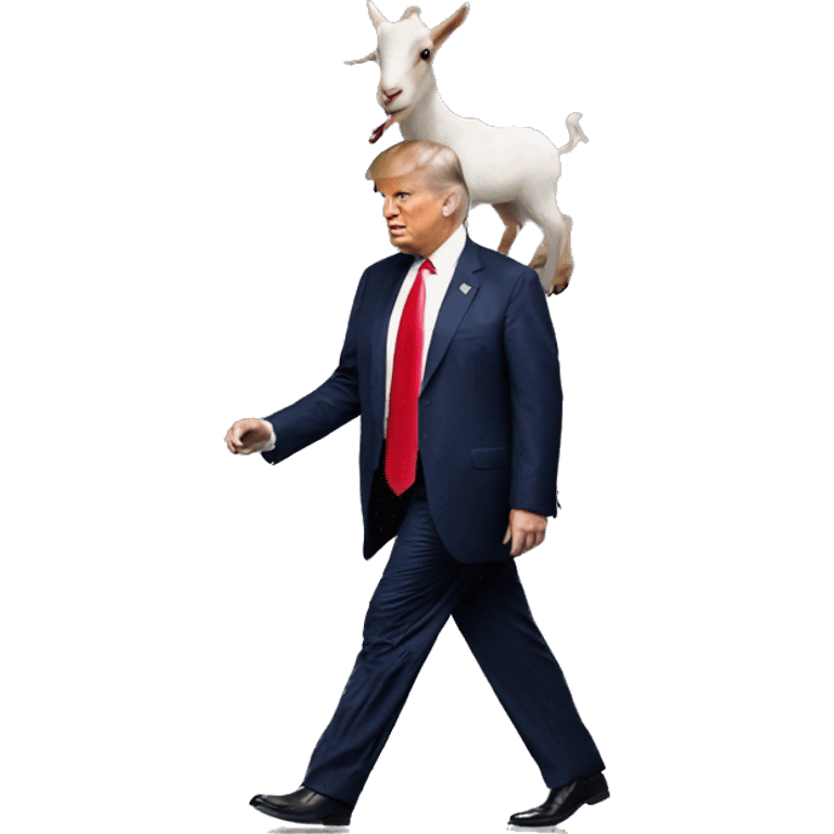 Trump walking a goat emoji