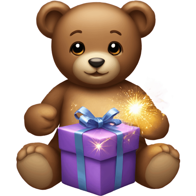 teddy bear holding sparkle gift emoji