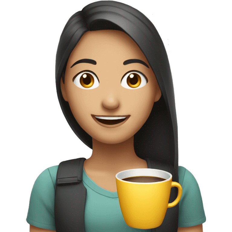 smiling girl with cup indoors emoji