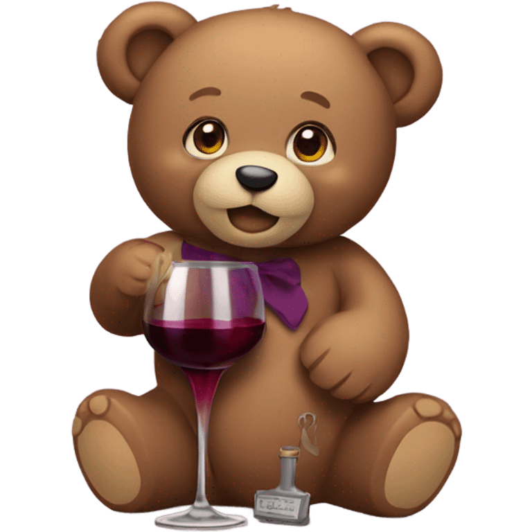 Teddy Bear drinking wine emoji