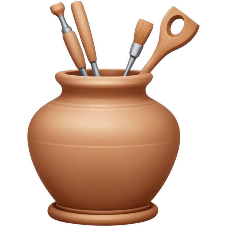 Ceramics making icon, pottery wheel, clay being shaped, ceramic vase or bowl, sculpting tools, minimalistic style, clean lines, transparent background. emoji