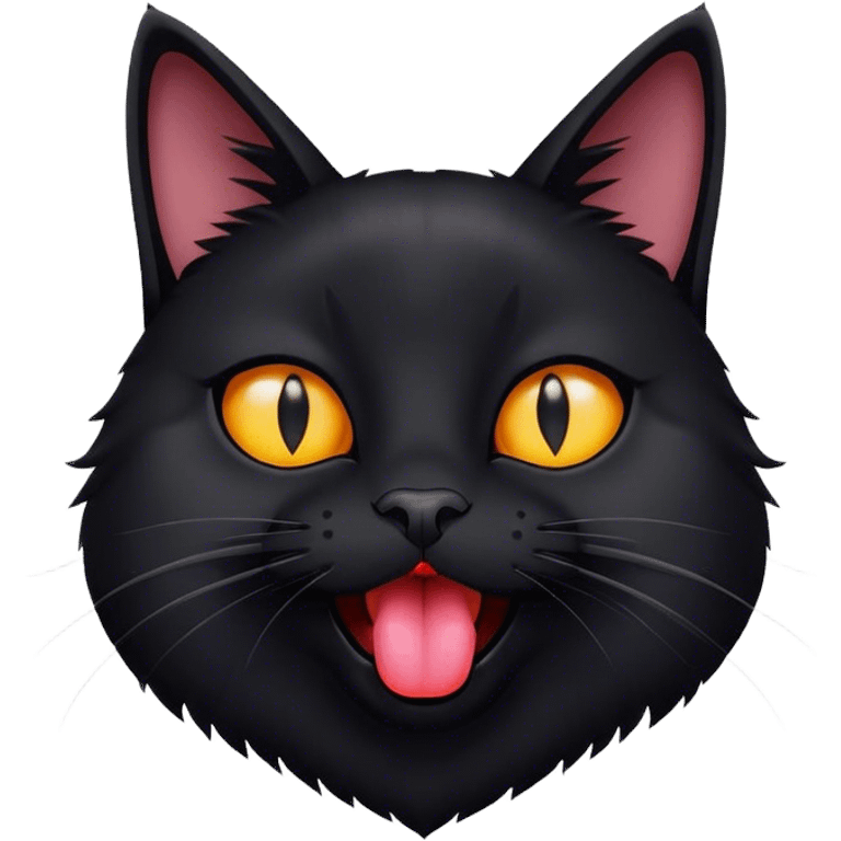 Black cat sticking tongue out  emoji