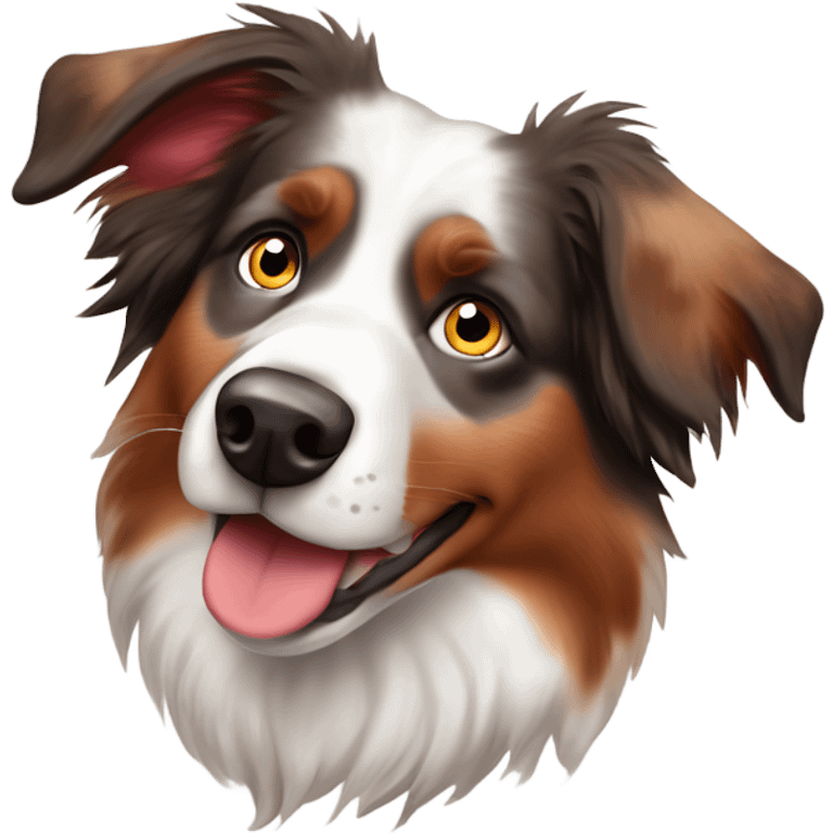 Red Merle Australian shepherd with a more red face and one blue eye emoji