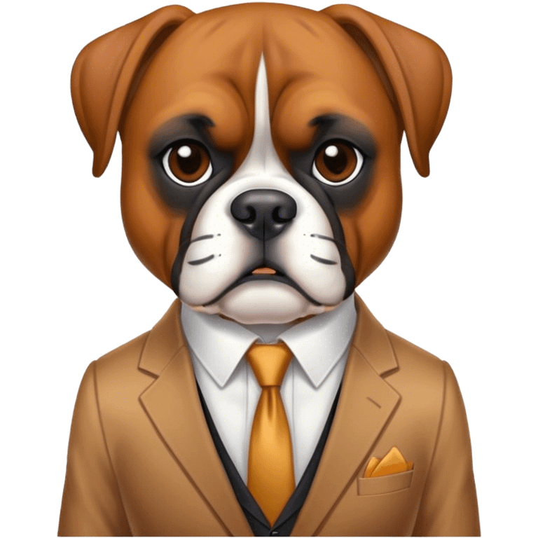 Boxer dog in a suit emoji