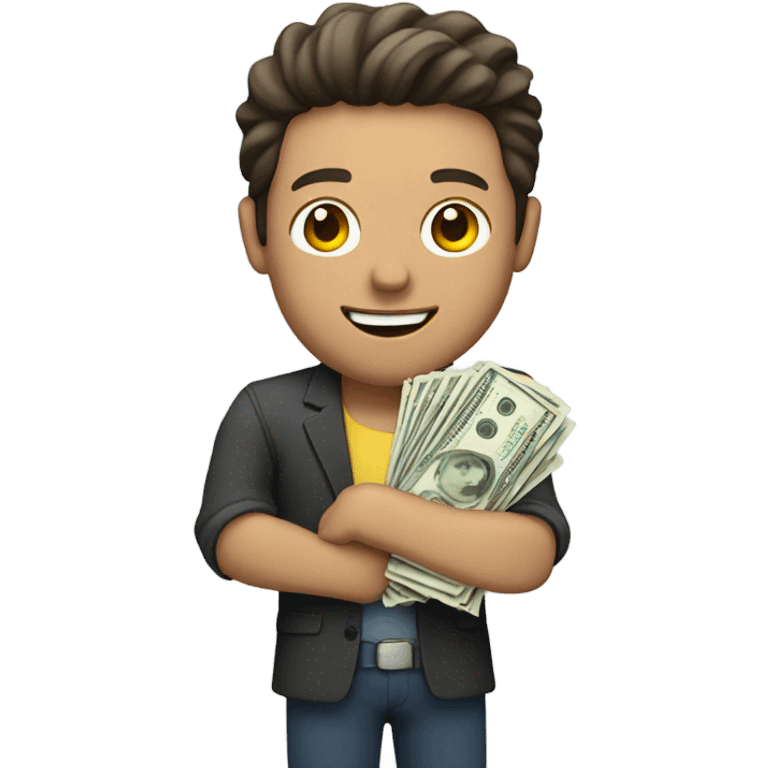 Man holding stack of cash emoji