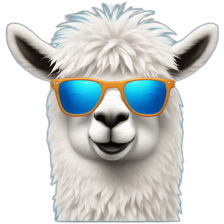 Fluffy Llama wearing polarized blue sunglasses emoji