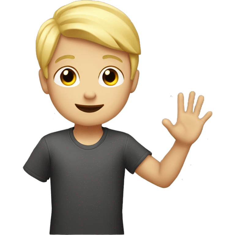 Blond boy raising hand emoji