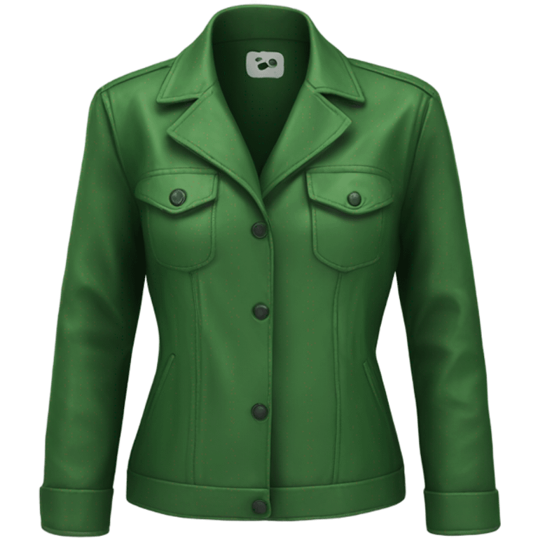 Green oversize womens open button up leather jacket  emoji