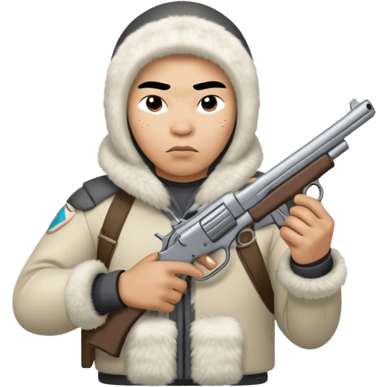 Inuit with a gun emoji