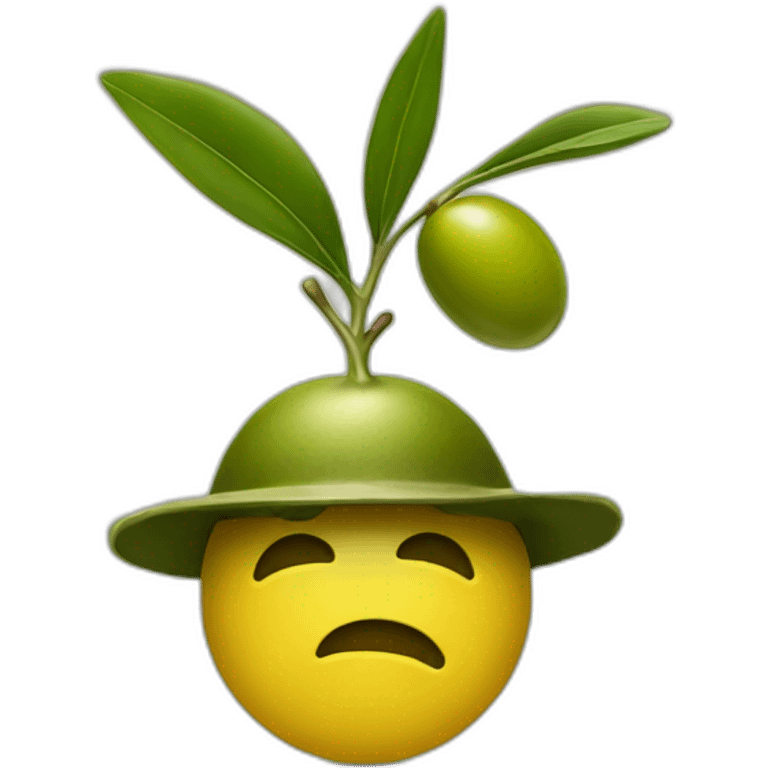 an olive with an olive hat on head emoji