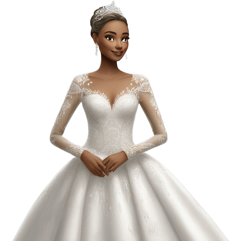 Hyper Realistic ornate ballgown long sleeve Wedding dress displays with diamanté  emoji