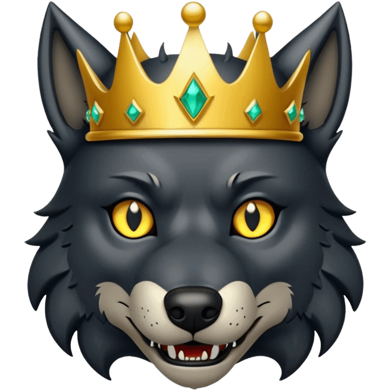 Black Scary Wolf with Gold Crown emoji