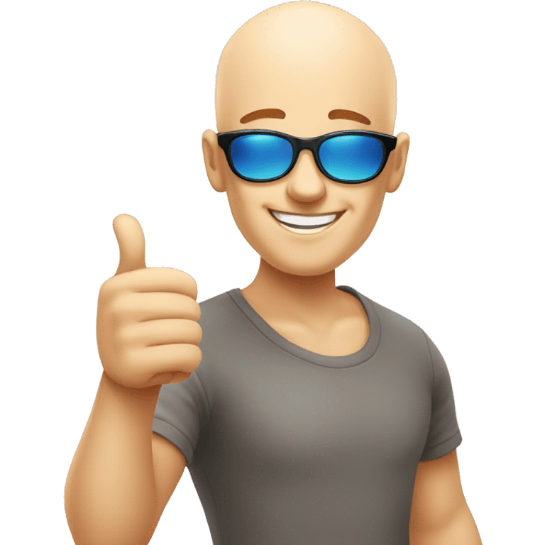 happy bald boy blue-eyed giving thumbs-up whit sun glasses  emoji