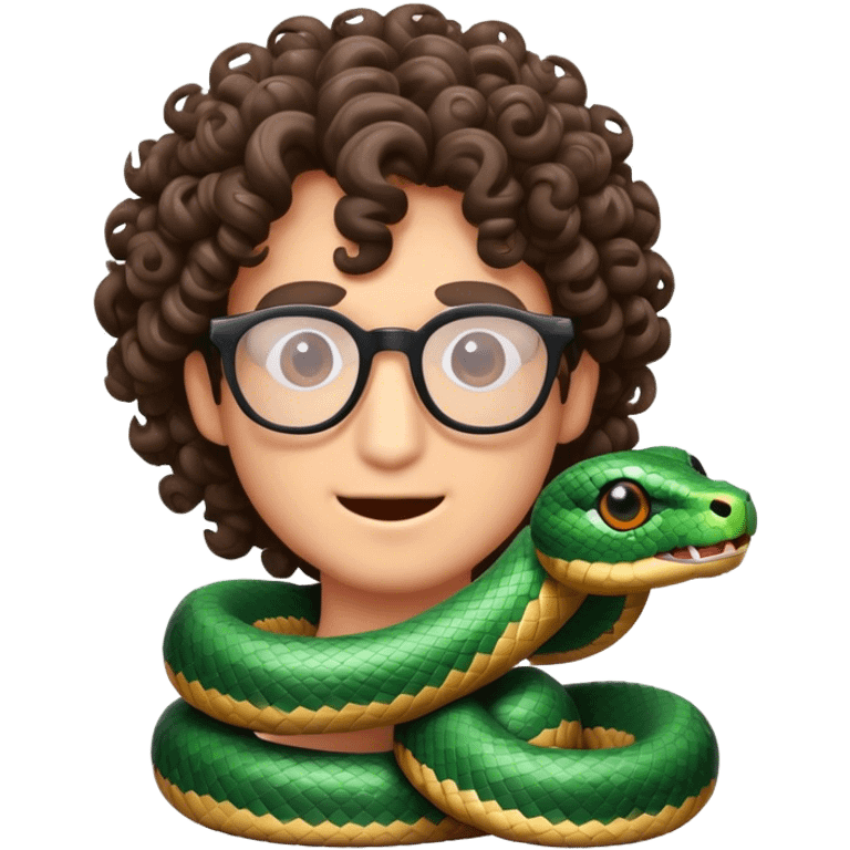 Snake with glasses and curly hair emoji