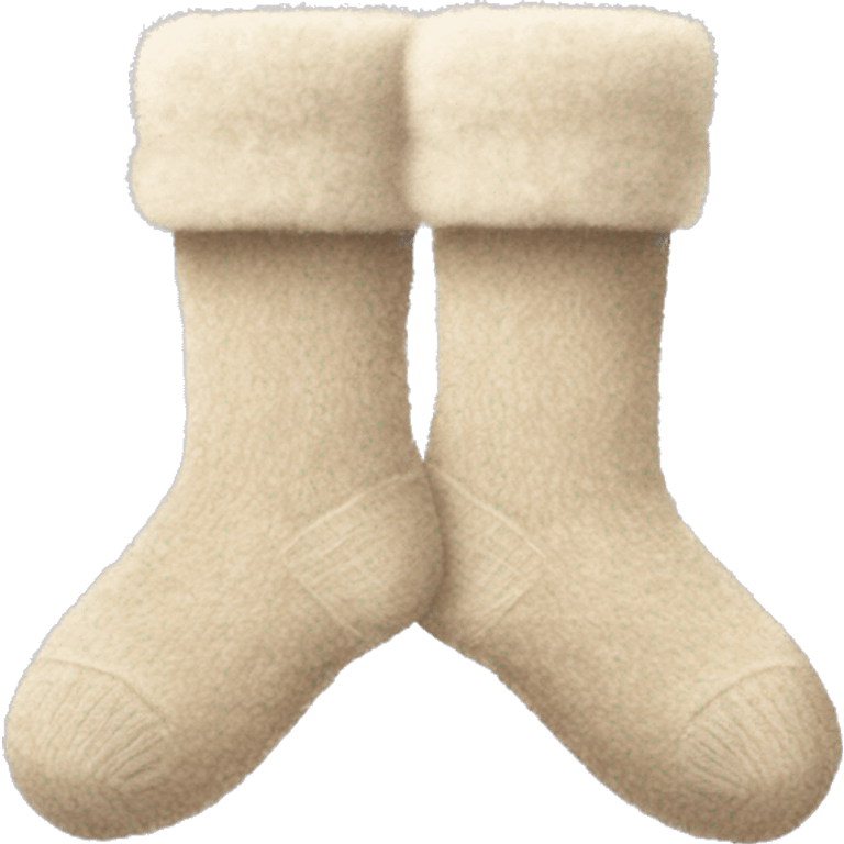 pair of beige fuzzy socks emoji