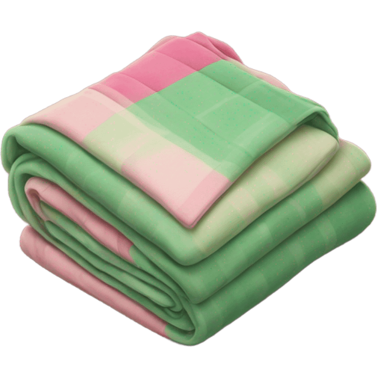 Folded blanket pink and green emoji