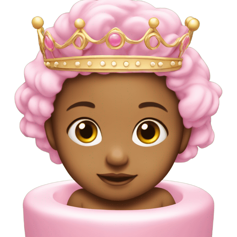 cutе baby girl in the pink bath with crown on head emoji