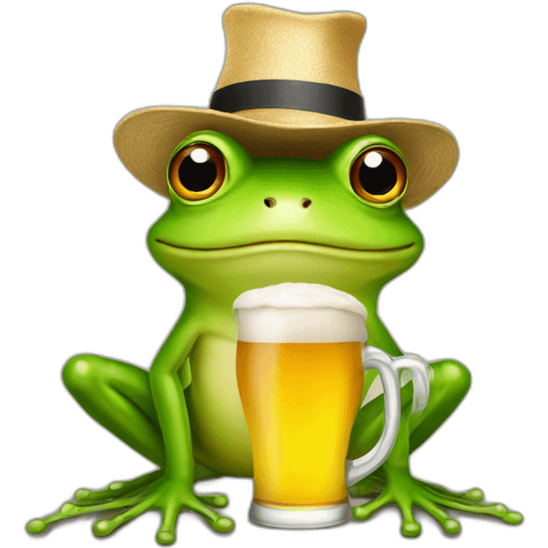 Frog whit hat and beer emoji