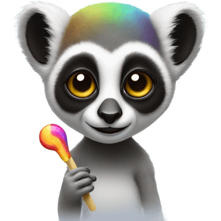 Lemur with a rainbow lollipop emoji