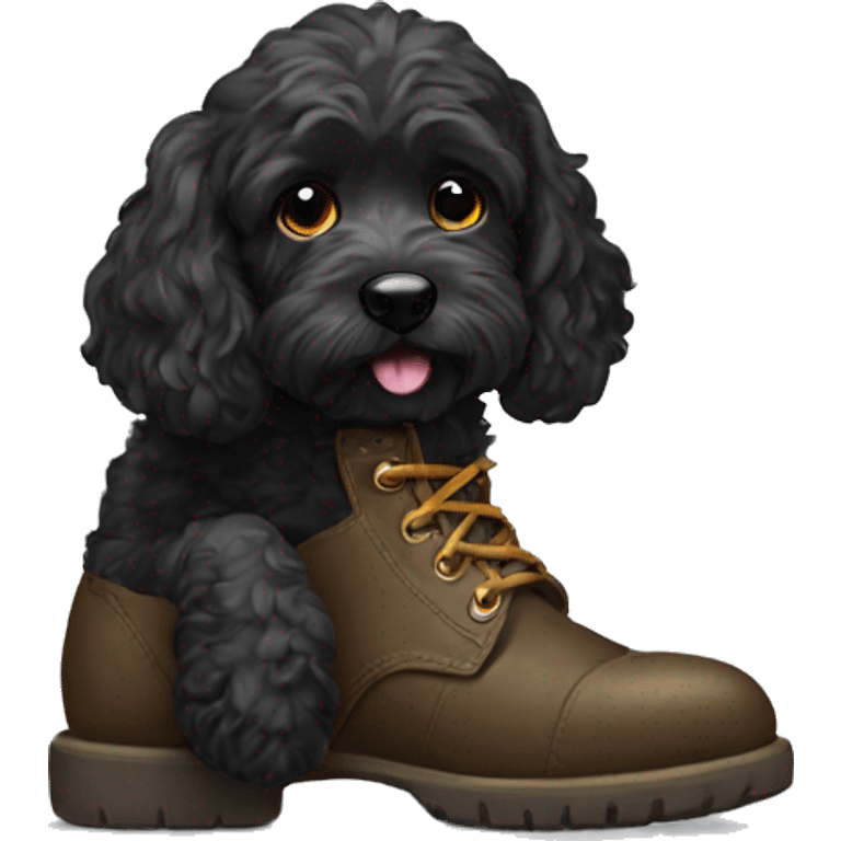 Black Cockapoo with Old Boot emoji