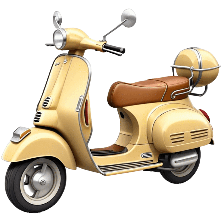 Cinematic Realistic Vespa Pop Culture Emoji, depicted as a sleek vintage scooter symbolizing Italian style rendered with dynamic detail and retro lighting. emoji