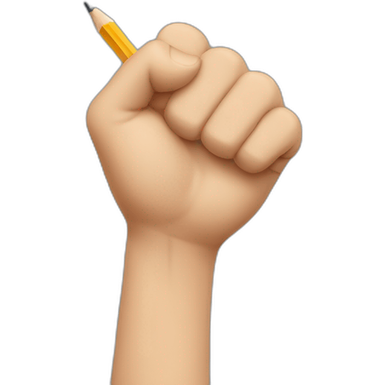 hand holding pencil in fist emoji